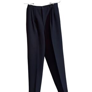 Jaclyn Smith Pleated Trouser Dress Pants Women's 12 Navy Blue Straight Leg Retro